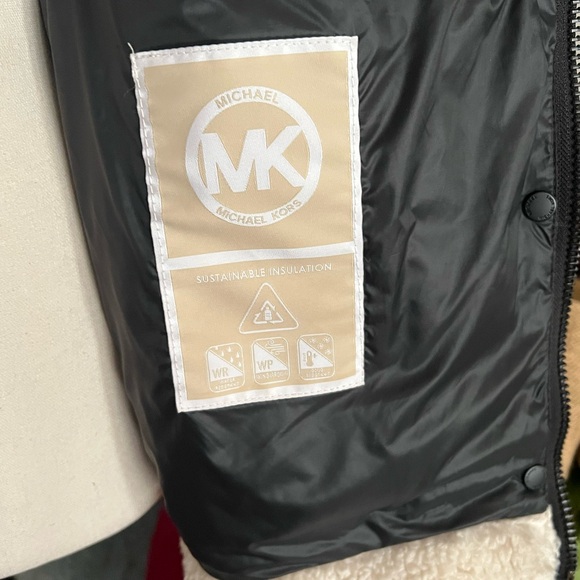 Michael Michael Kors Shearling Trim Faux leather sleeves Puffer Jacket. SZ.L - Picture 14 of 16